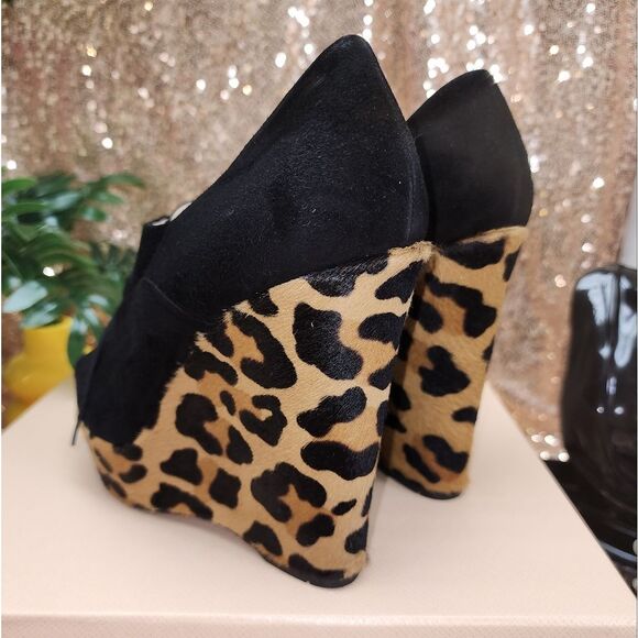 Prada Leopard Peep Toe Wedge Heel Authentic NIB - Picture 9 of 16